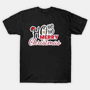 Ho HO HO Merry Christmas Santa Text Design T-Shirt